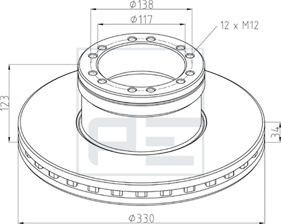 Диск переднього гальма PE Automotive 10620600A ціна, від 81.62 USD